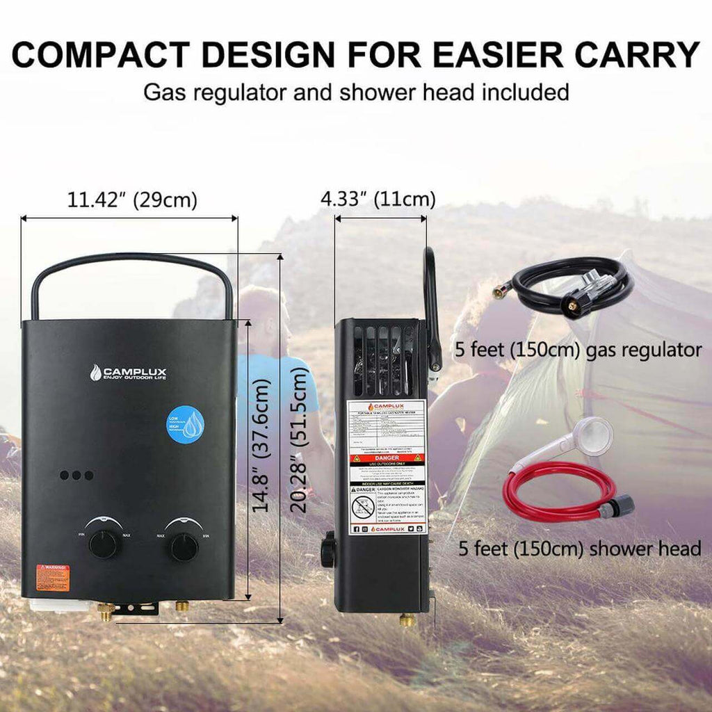 Camplux 5L Propane Portable Tankless Water Heater (CSA Certified For Outdoor Use)