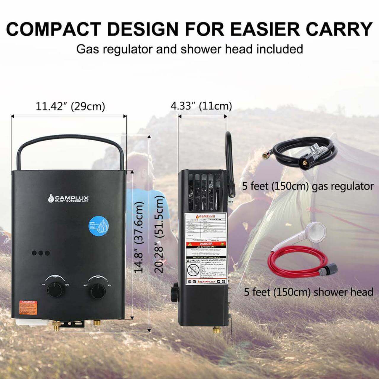Camplux 5L Propane Portable Tankless Water Heater (CSA Certified For Outdoor Use)