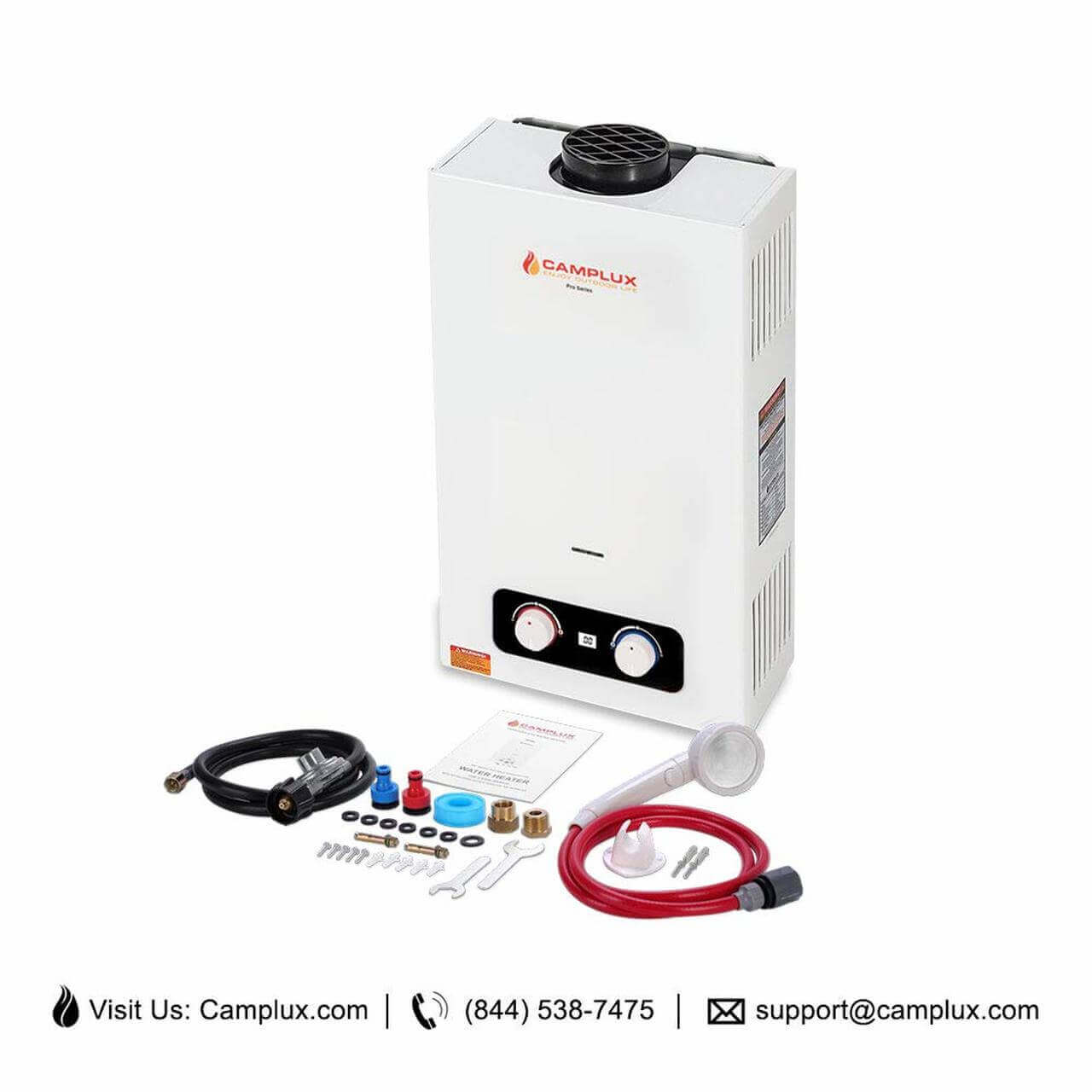 Camplux 10L 2.64 GPM Portable Tankless Outdoor Water Heater - White
