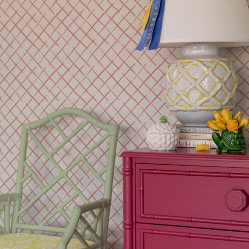 Bahama Court Trellis Reverse Unpasted Wallpaper - Southampton Pink