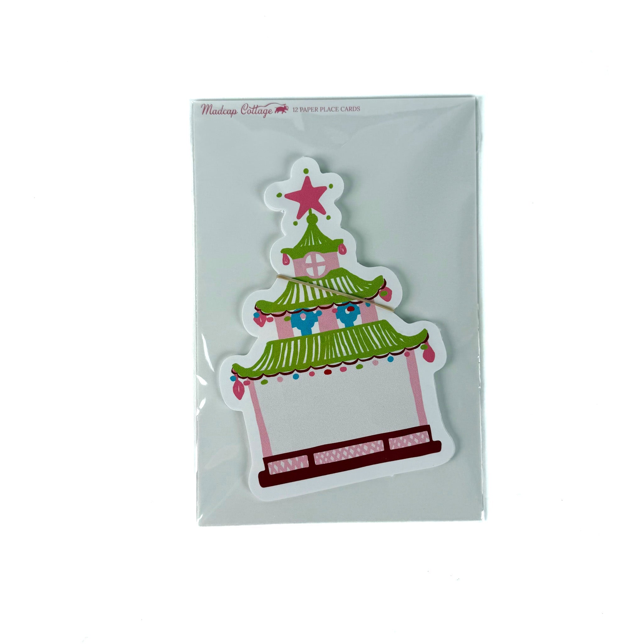 Shaped Festive Pagoda Place Cards, Set of 12