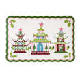 Pagodas with Wreaths Scalloped Rectangular Paper Christmas Placemats, Set of 12