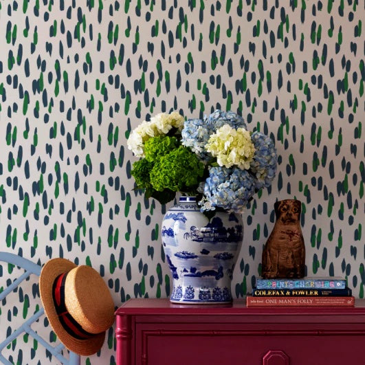 Club House Brushstroke Unpasted Wallpaper - Forest Green