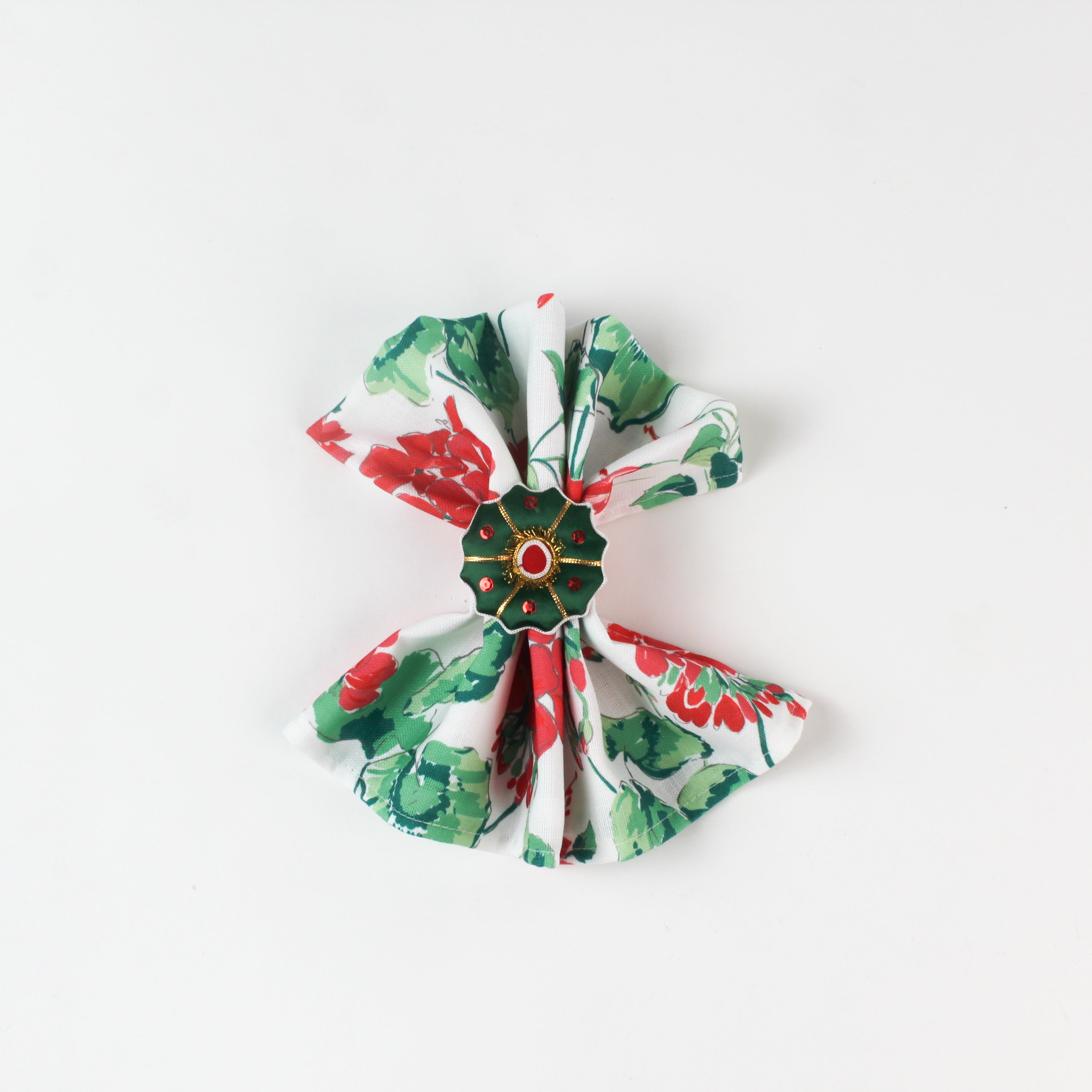 Cottage Grove Red Geranium Cloth Dinner Napkins, Set of 4