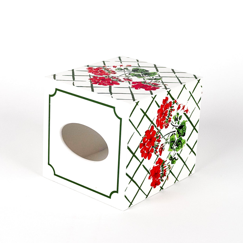 Cottage Grove Red Geranium Tissue Box Cover