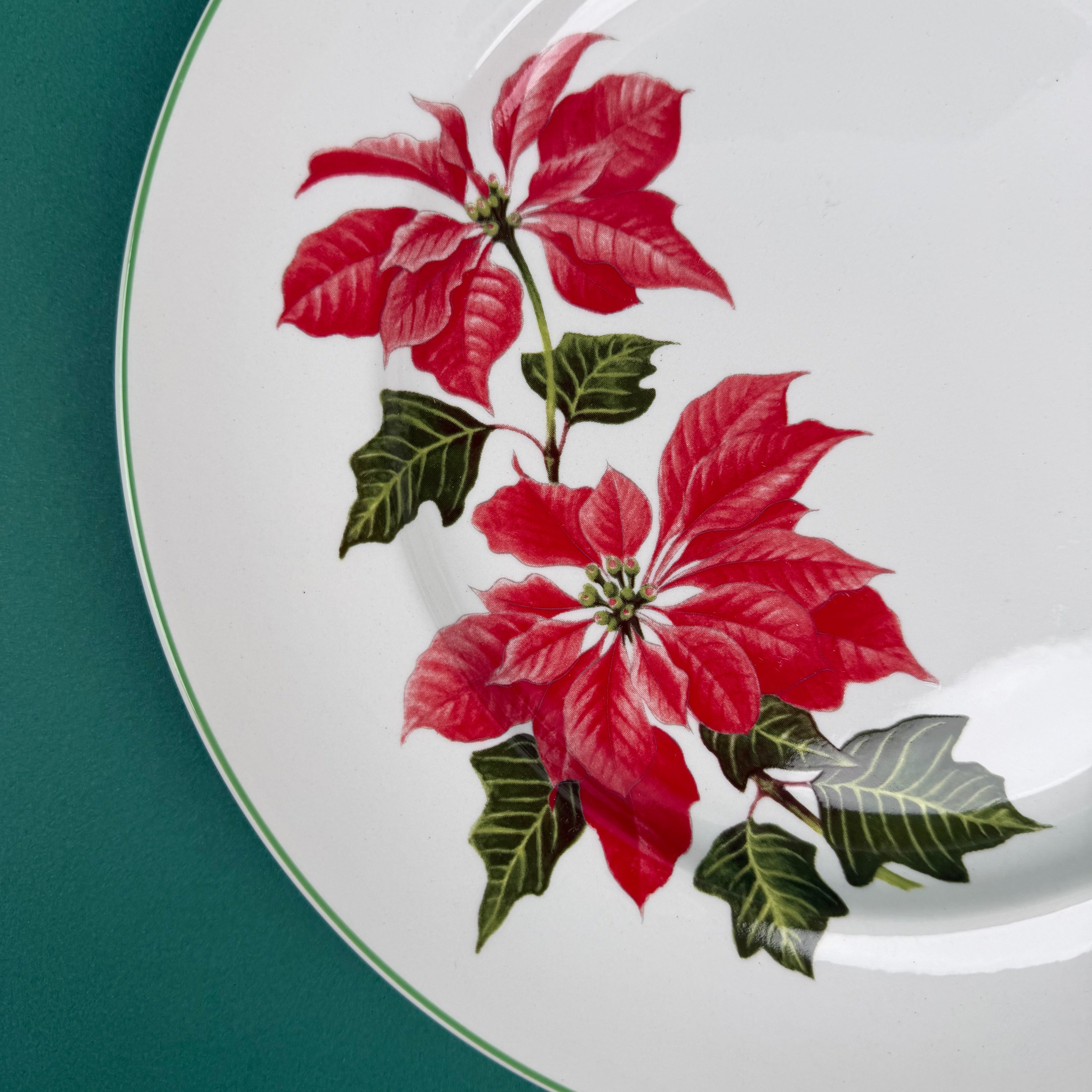 Poinsettia Pattern English Dinnerware, 36 pieces