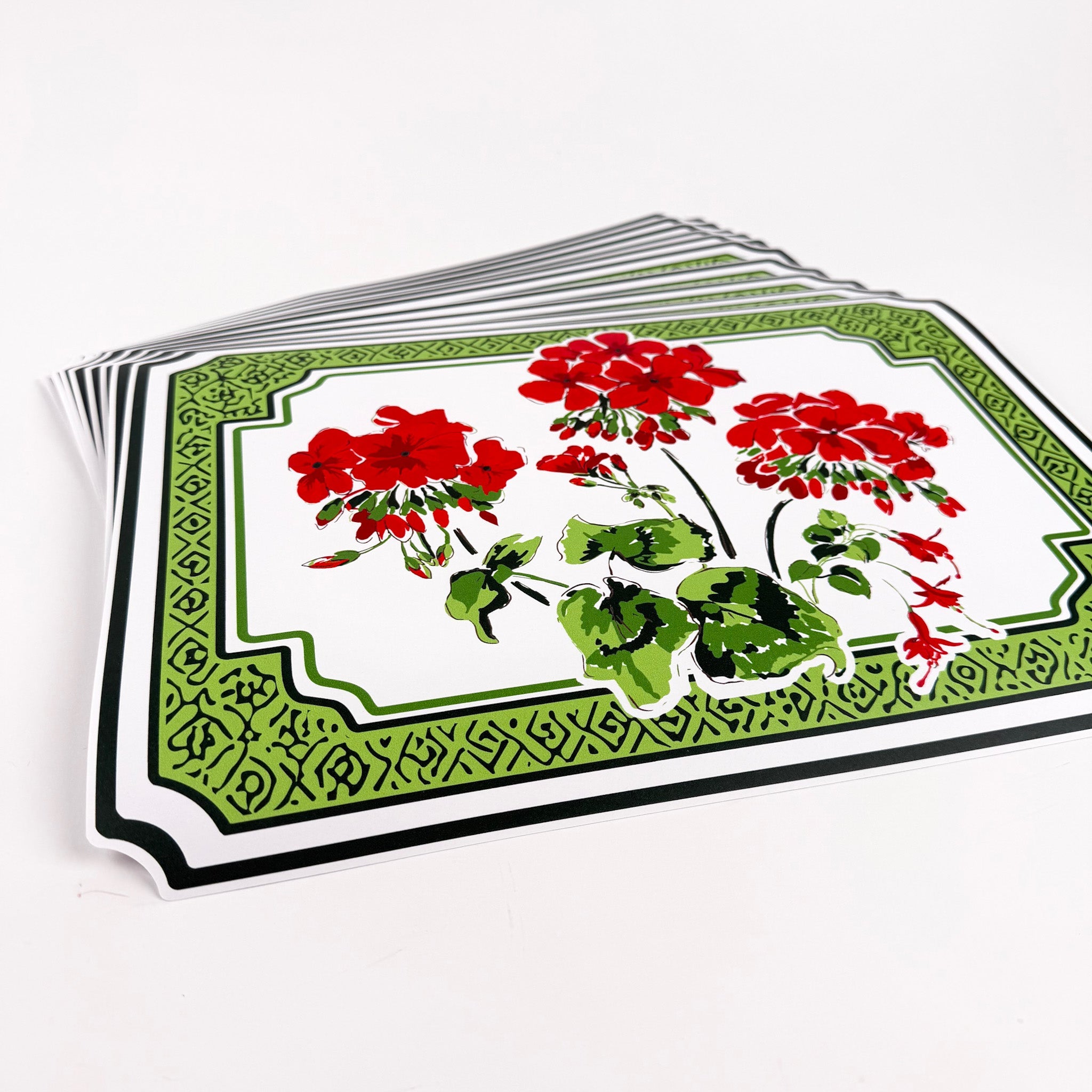 Shaped Geranium Paper Placemats, Set of 12