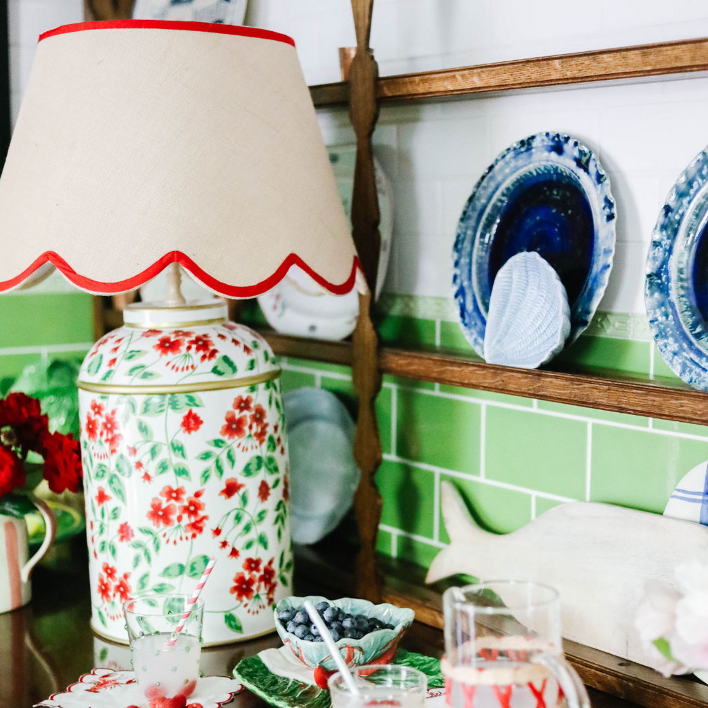 Cottage Grove Hand-Painted Tole Geranium Lamp