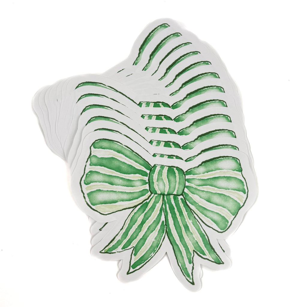 Shaped Bow Paper Placemats - Green, Set of 12