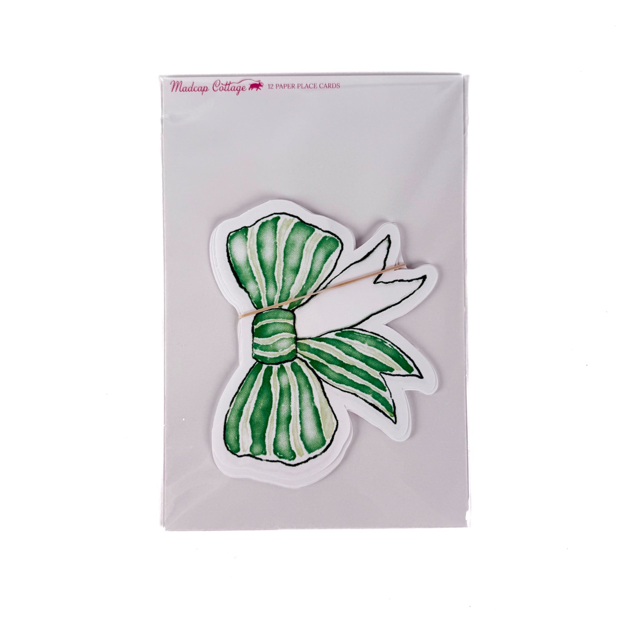 Shaped Bow Place Cards, Set of 12 - Green