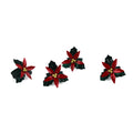 Hand-Painted Metal Poinsettia Napkin Rings, Set of 4