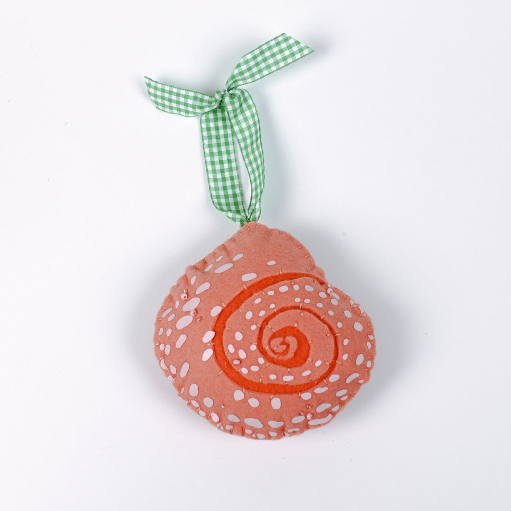 Handcrafted Pink and Orange Shells Felt Christmas Ornaments, Set of 3