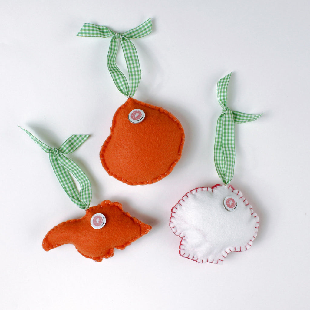 Handcrafted Pink and Orange Shells Felt Christmas Ornaments, Set of 3
