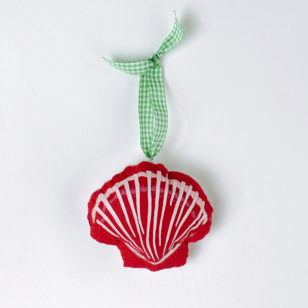 Handcrafted Pink and Orange Shells Felt Christmas Ornaments, Set of 3