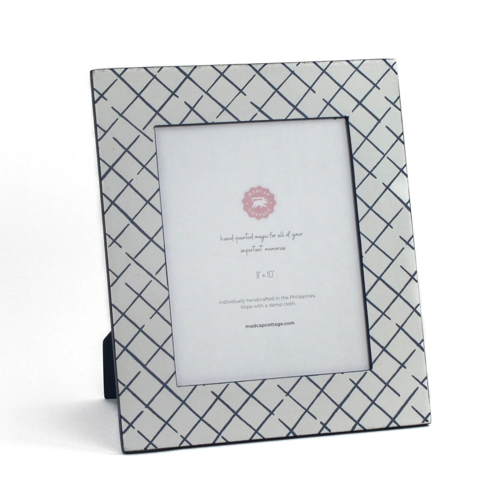 Hand-Painted Patterned 8 x 10 Frame - Bahama Court Blue Trellis