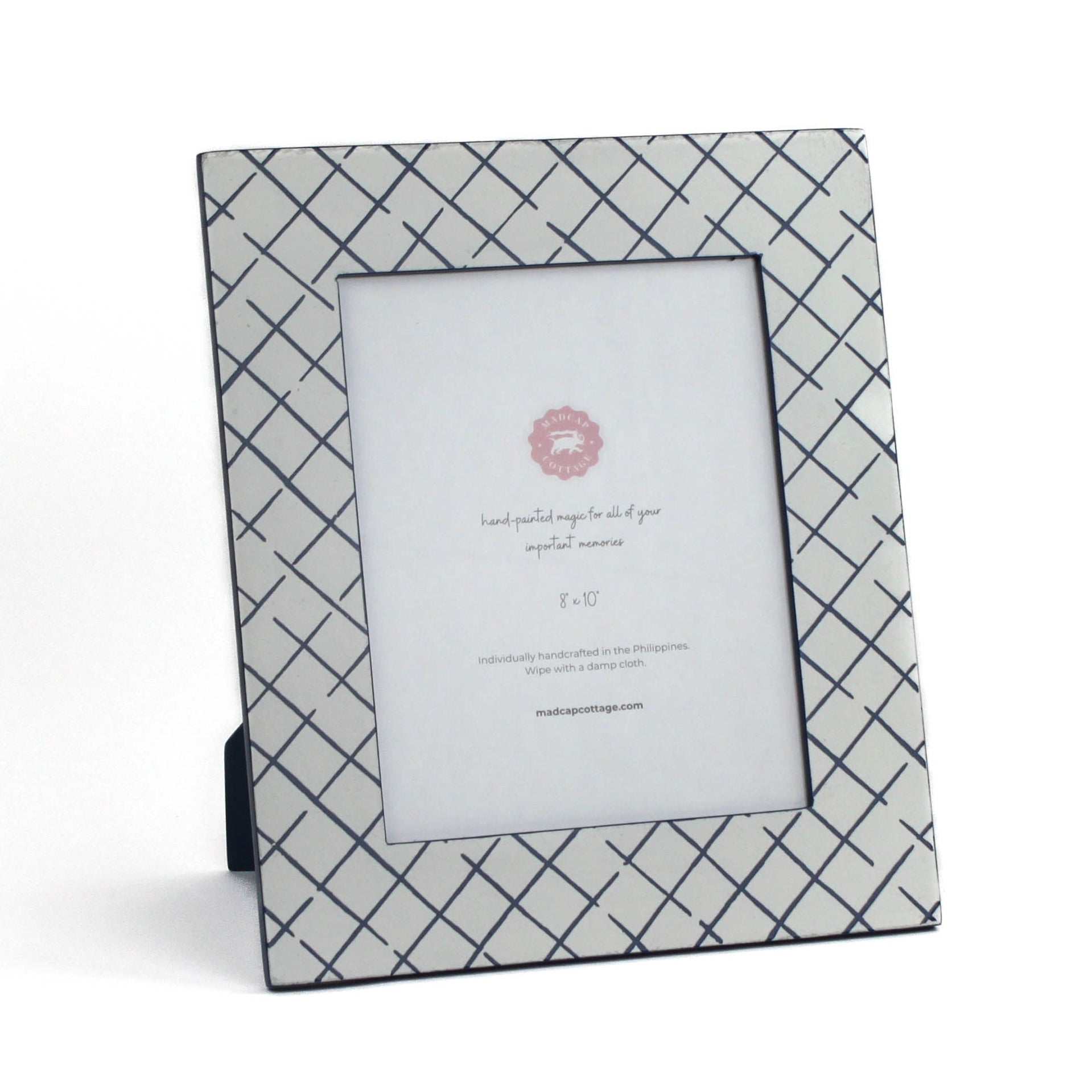 Hand-Painted Patterned 8 x 10 Frame - Bahama Court Blue Trellis