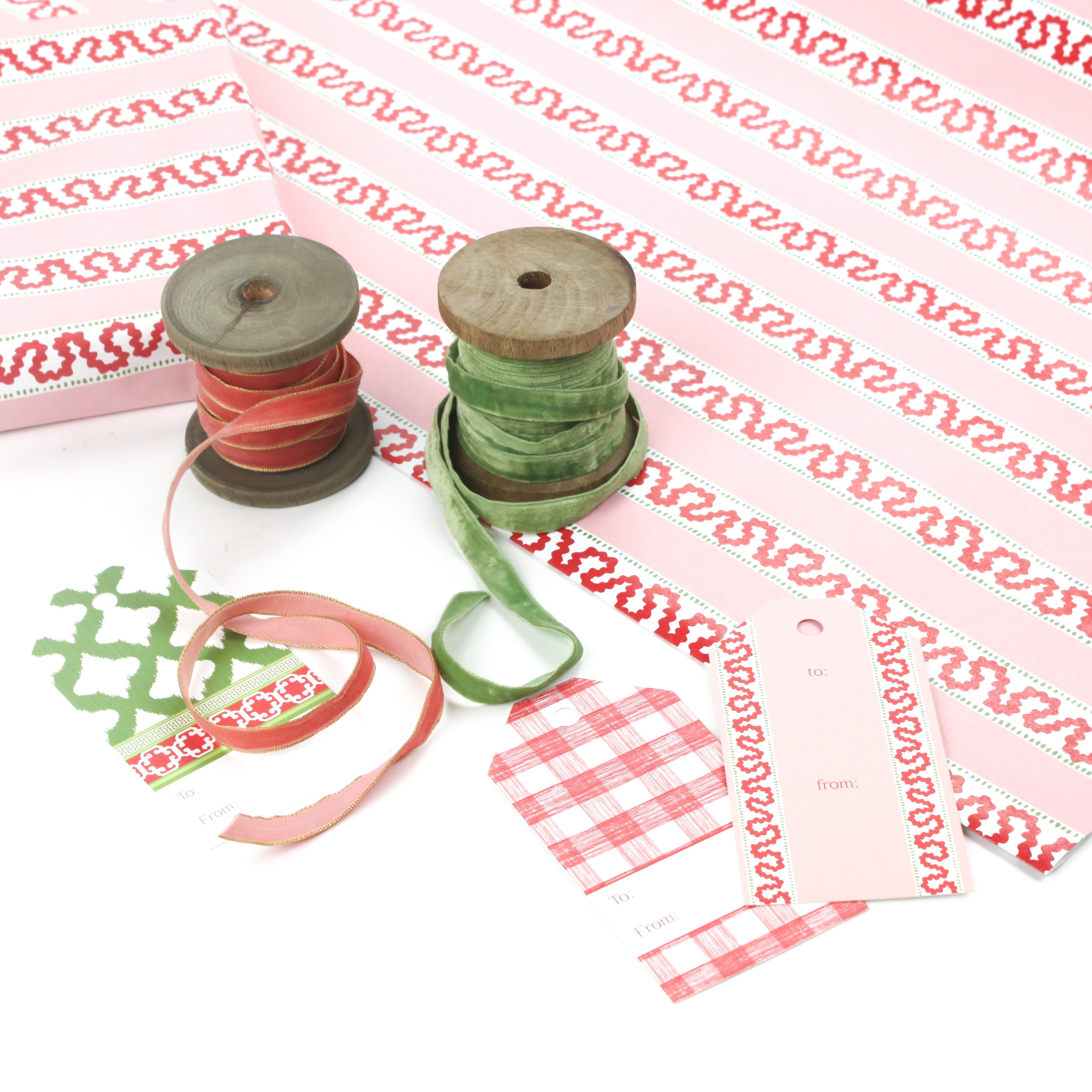 Harbor Trail Pink and Red Stripe Gift Wrapping Paper