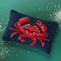 Crab Hooked-Wool Throw Pillow