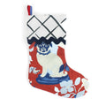 Imperial Palace Red and Blue Chinoiserie Christmas Stocking with Ric Rac