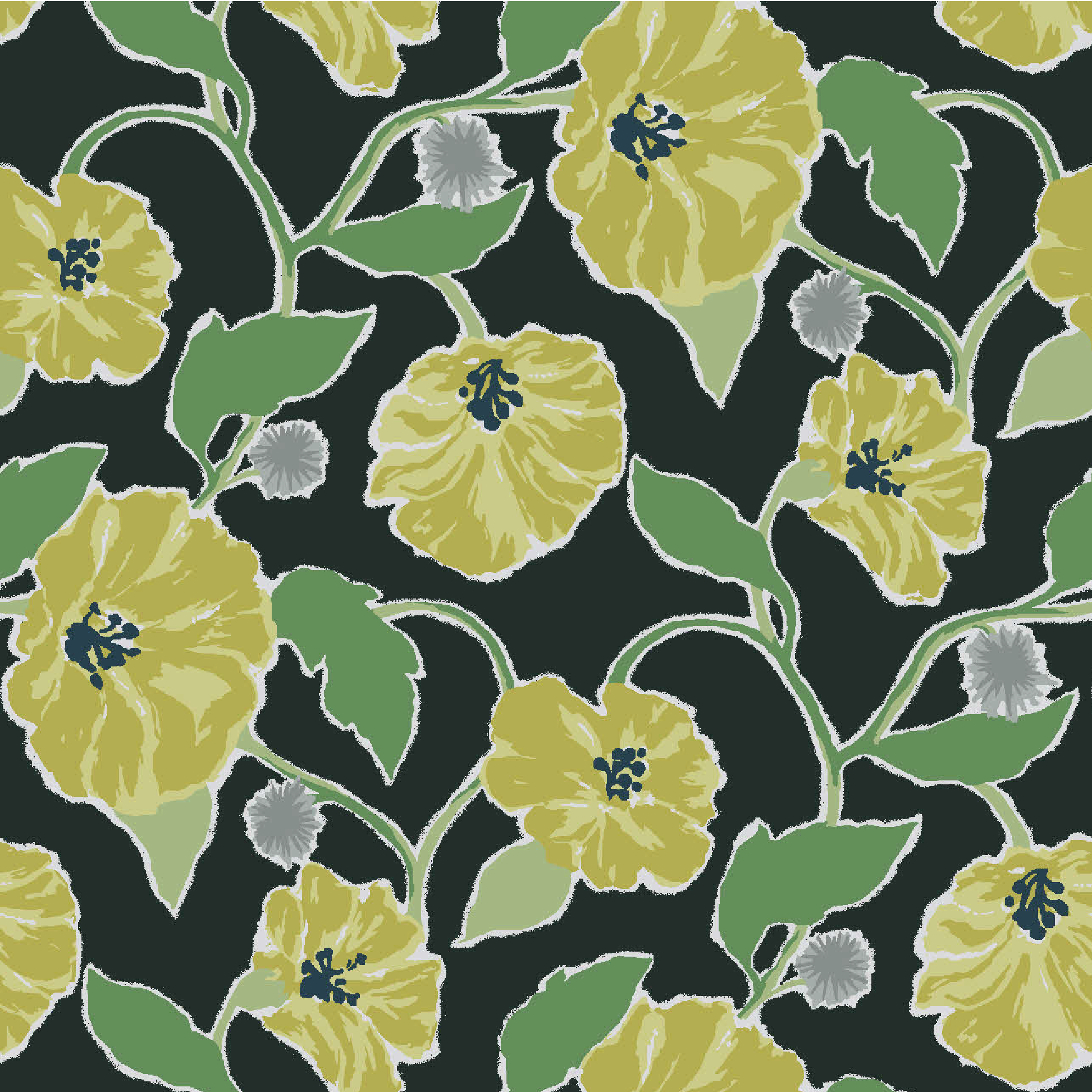Jungle Garden Fabric - Nightfall