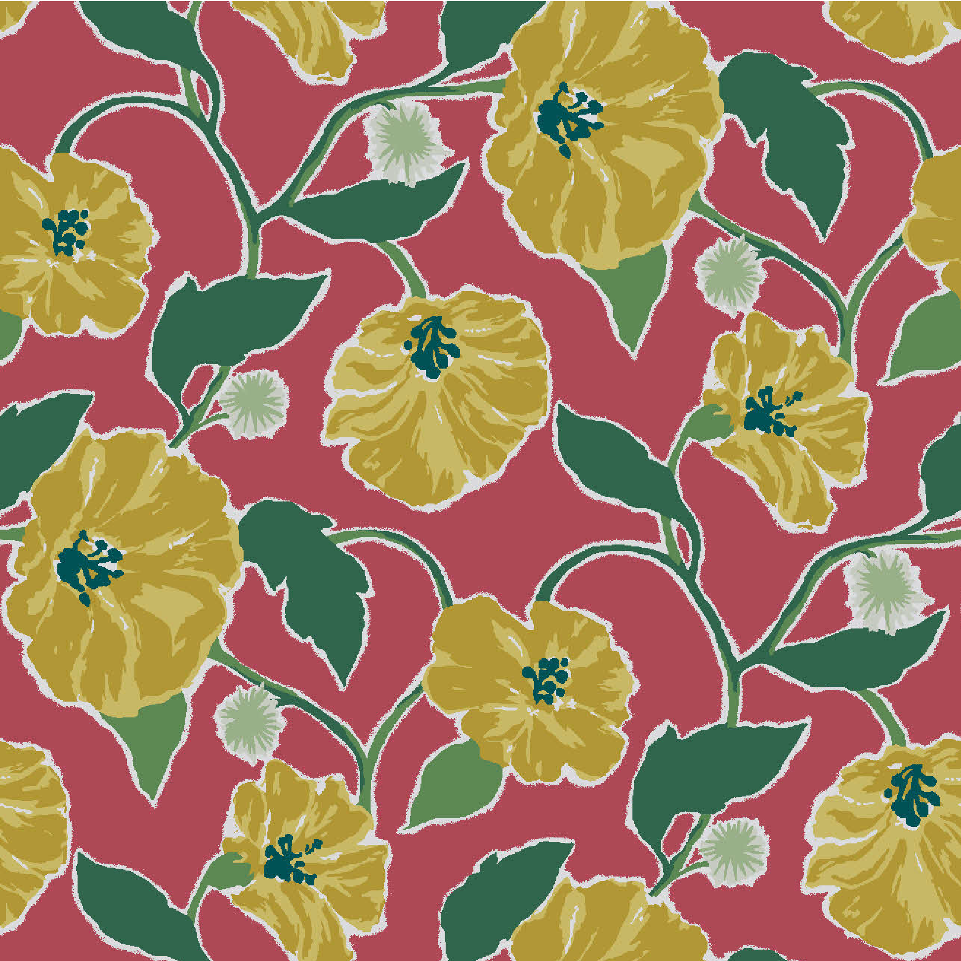 Jungle Garden Fabric - Strawberry