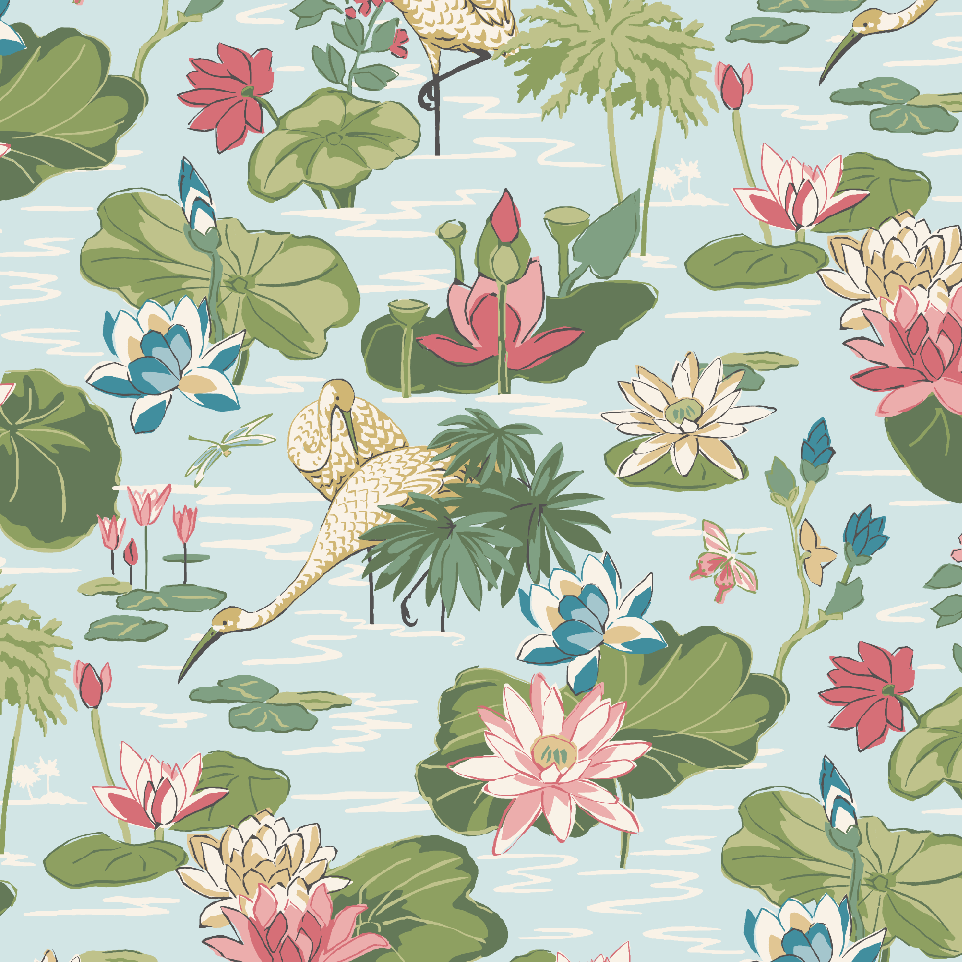 Meadow Club Fabric - Sky Blue