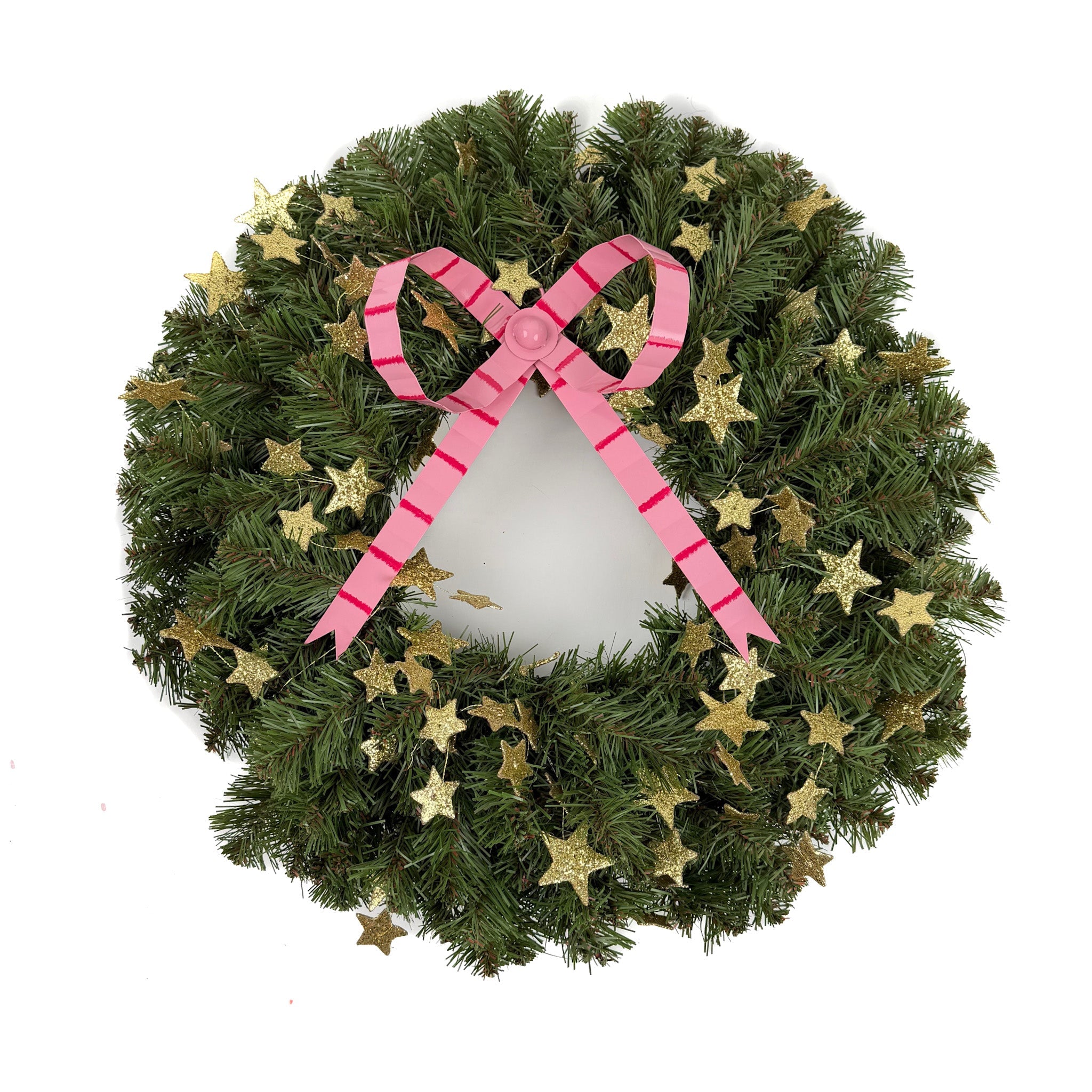 Hand-Painted Tole Large Bow Ornament - Pink and Red, Set of 2