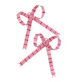 Hand-Painted Tole Large Bow Ornament - Pink and Red, Set of 2