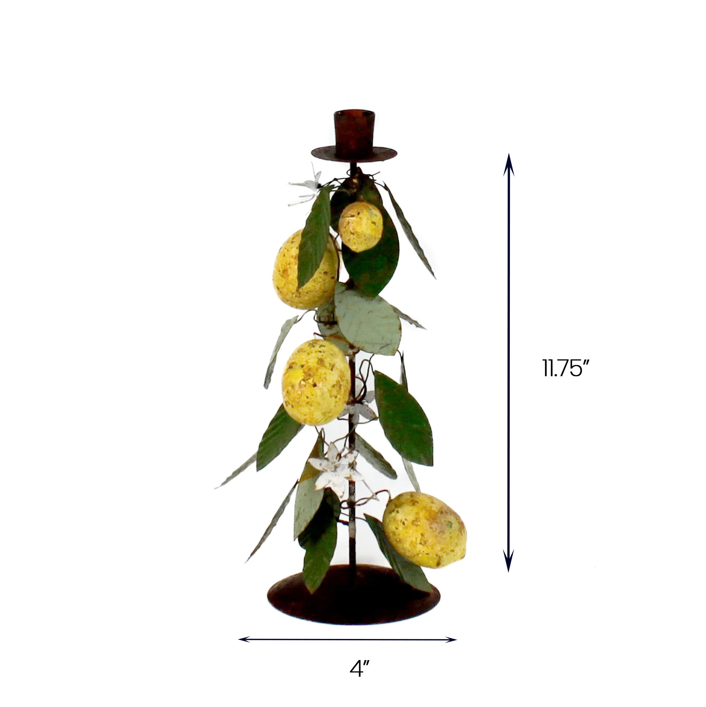 Hand-Painted Metal Lemon Candle Holders, Set of 2