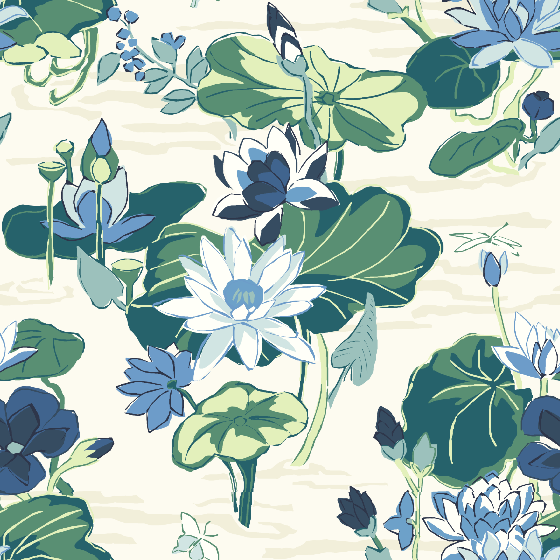 Lily Pond Lane Fabric - Oyster Blue