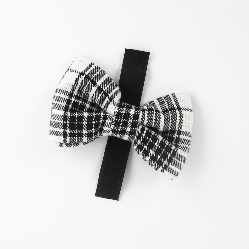 MacLoecke Black/White - Plaid Dog/Cat Bowties, Medium/Large
