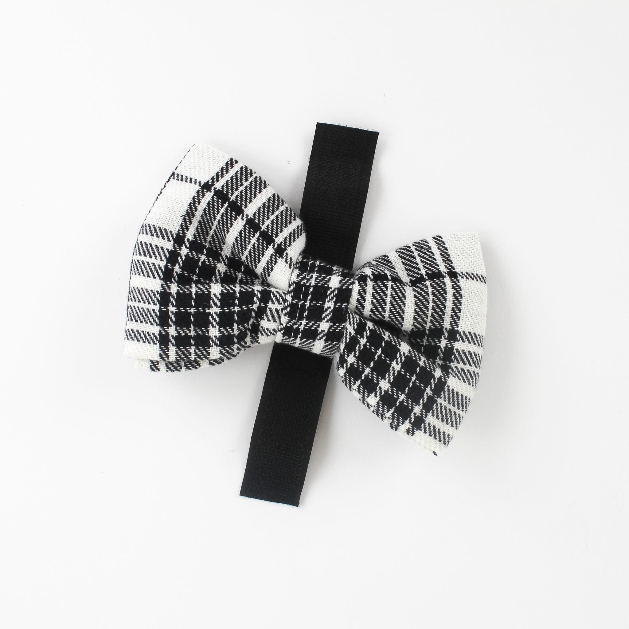 MacLoecke Black/White - Plaid Dog/Cat Bowties, Medium/Large