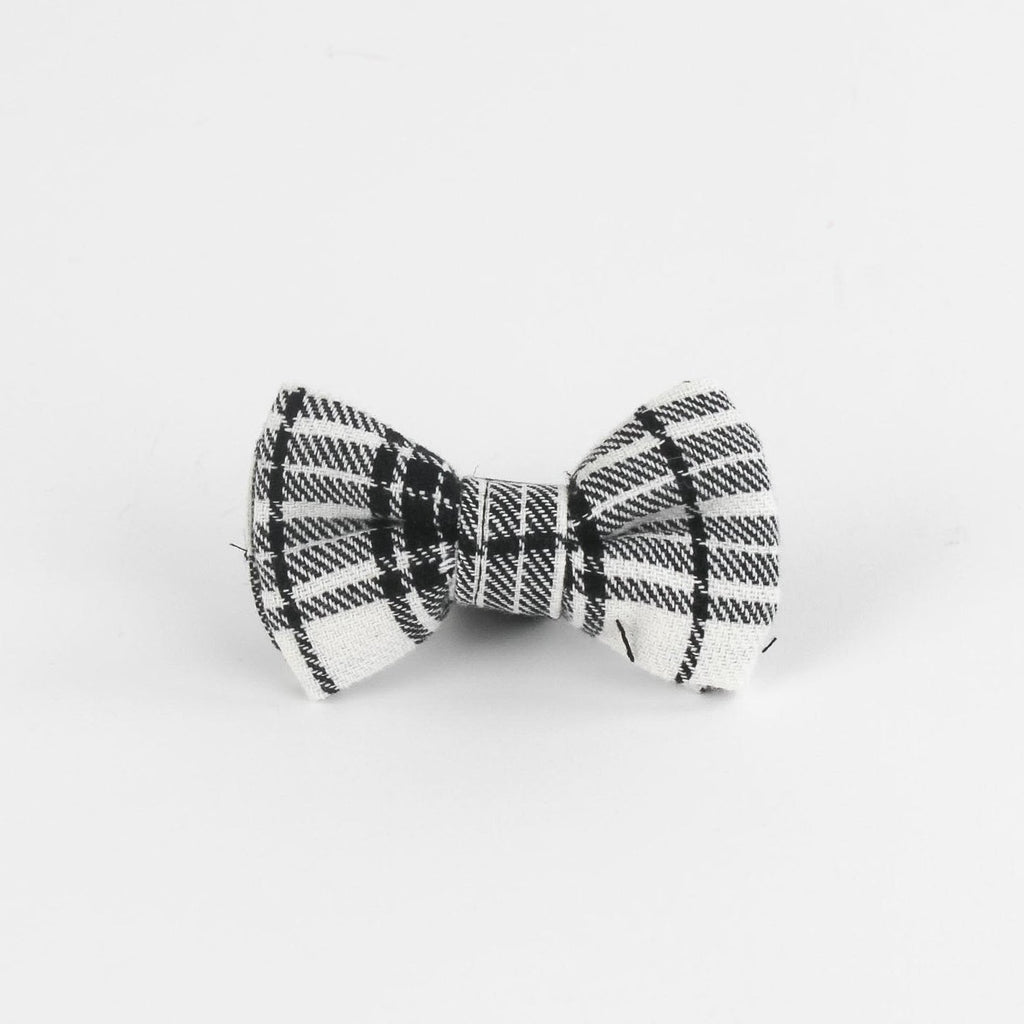 MacLoecke Black/White - Plaid Dog/Cat Bowties, Medium/Large