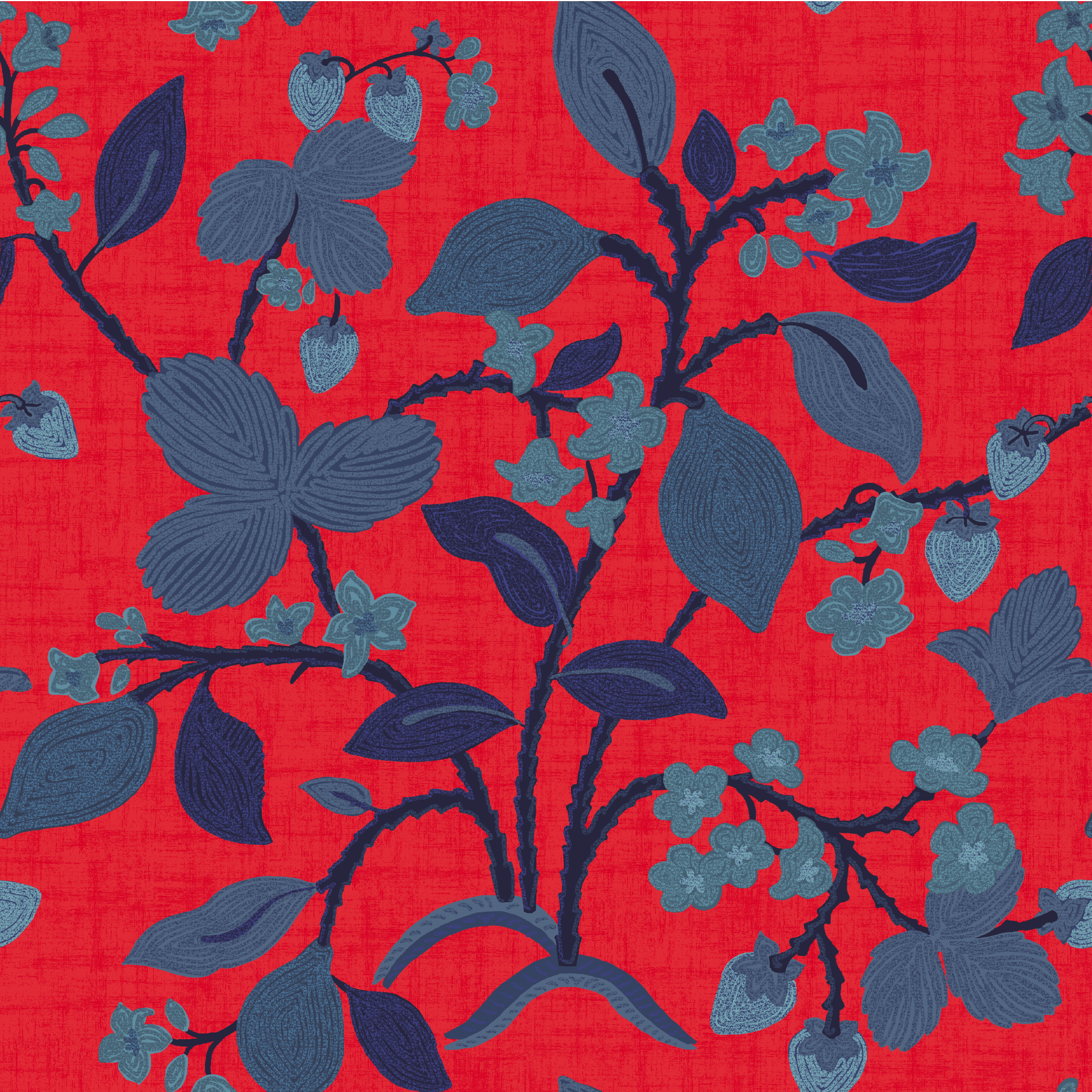 Strawberry Hill Fabric - Deep Red