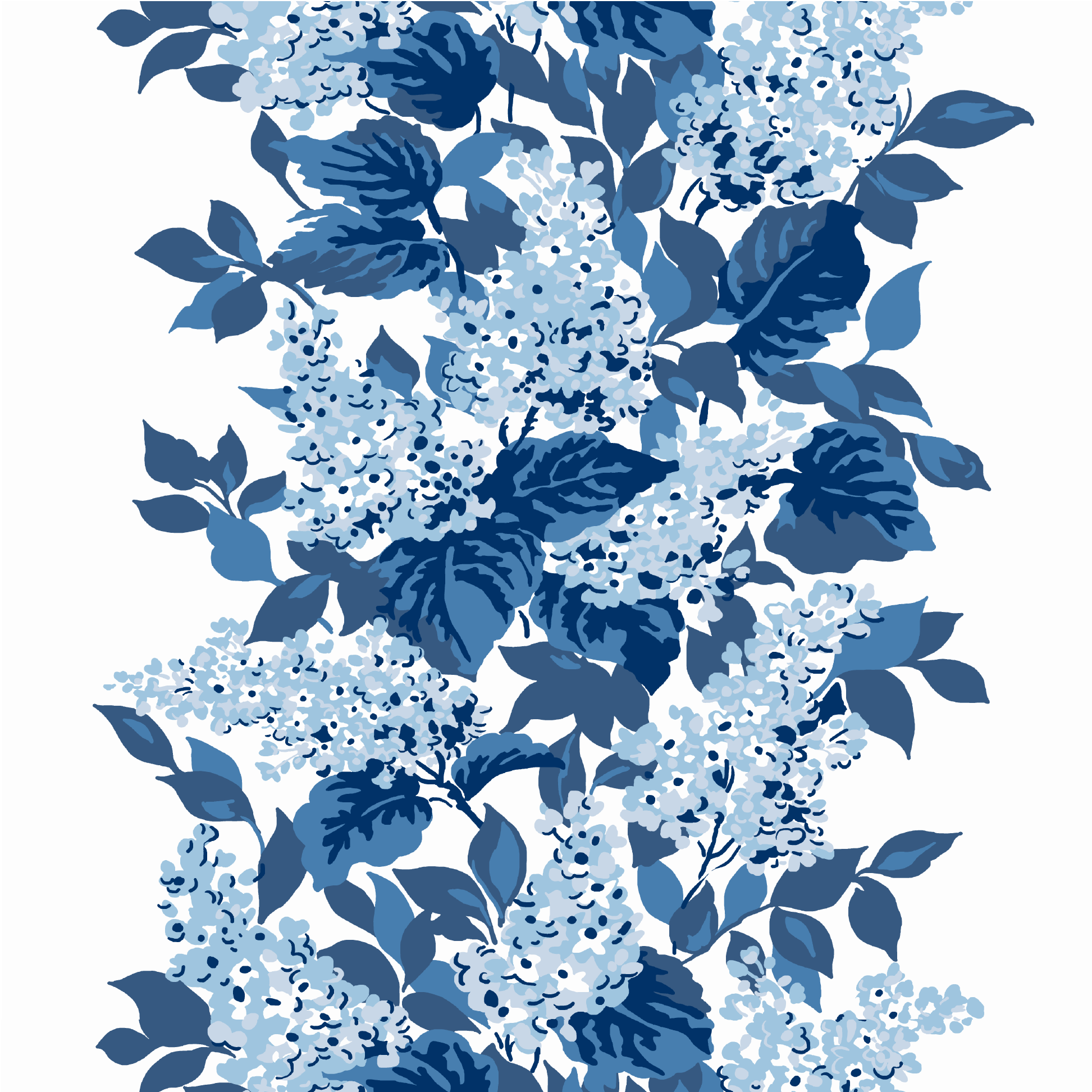 Bar Harbor Hydrangea Fabric - All Over Blue