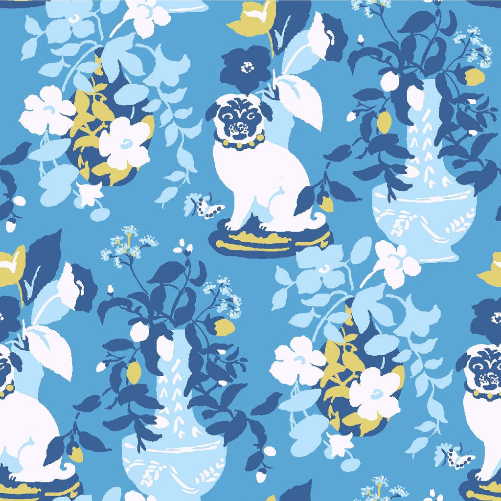 Imperial Palace Unpasted Pug Wallpaper - Pool Blue