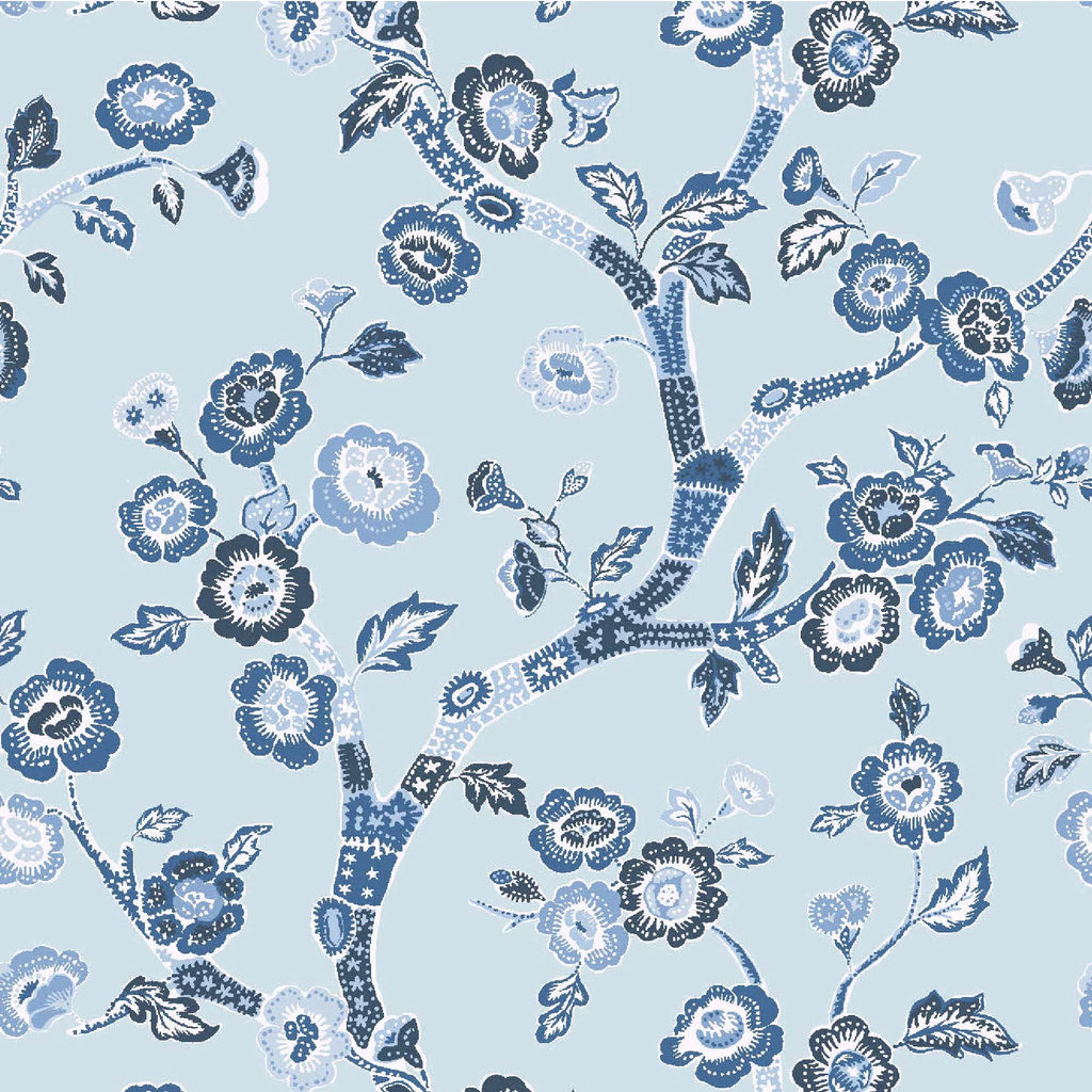 Temple Garden Unpasted Chinoiserie Wallpaper - Sky Blue