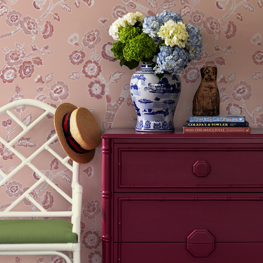 Temple Garden Unpasted Chinoiserie Wallpaper - Shell Pink