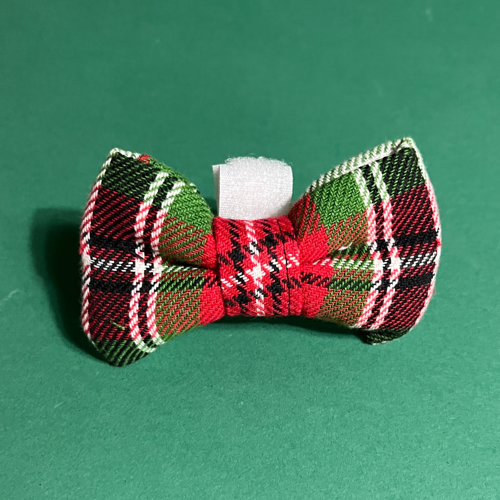 McNixon Red/White/Dark Green - Plaid Dog/Cat Bowties, Medium/Large