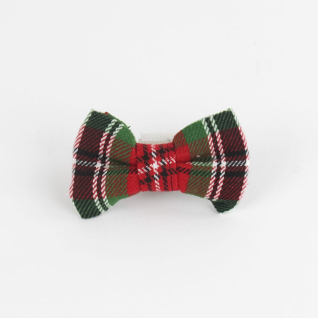 McNixon Red/White/Dark Green - Plaid Dog/Cat Bowties, Medium/Large
