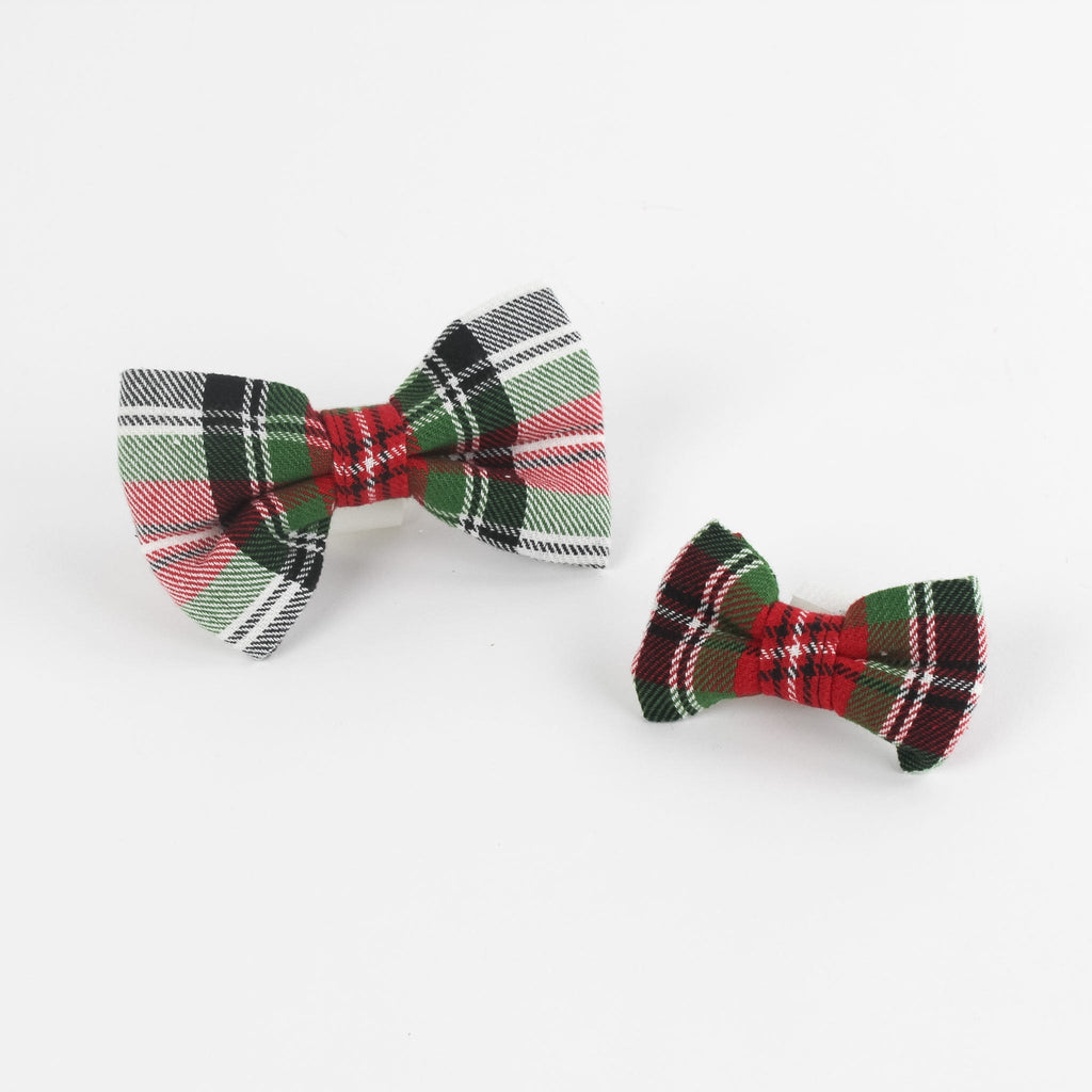 McNixon Red/White/Dark Green - Plaid Dog/Cat Bowties, Medium/Large