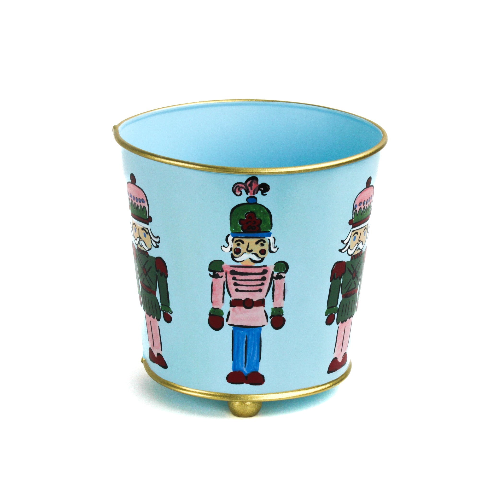 Hand-Painted Large Tole Planter - Nutcrackers