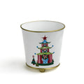 Hand-Painted Large Tole Planter - Festive Pagodas