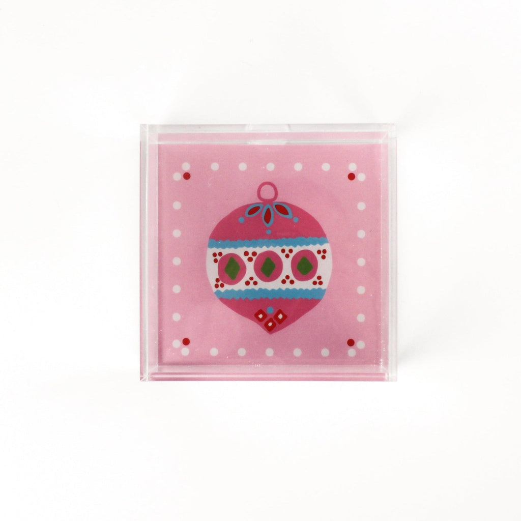 Christmas Ornament Pink Square Acrylic Trays, 3 Sizes