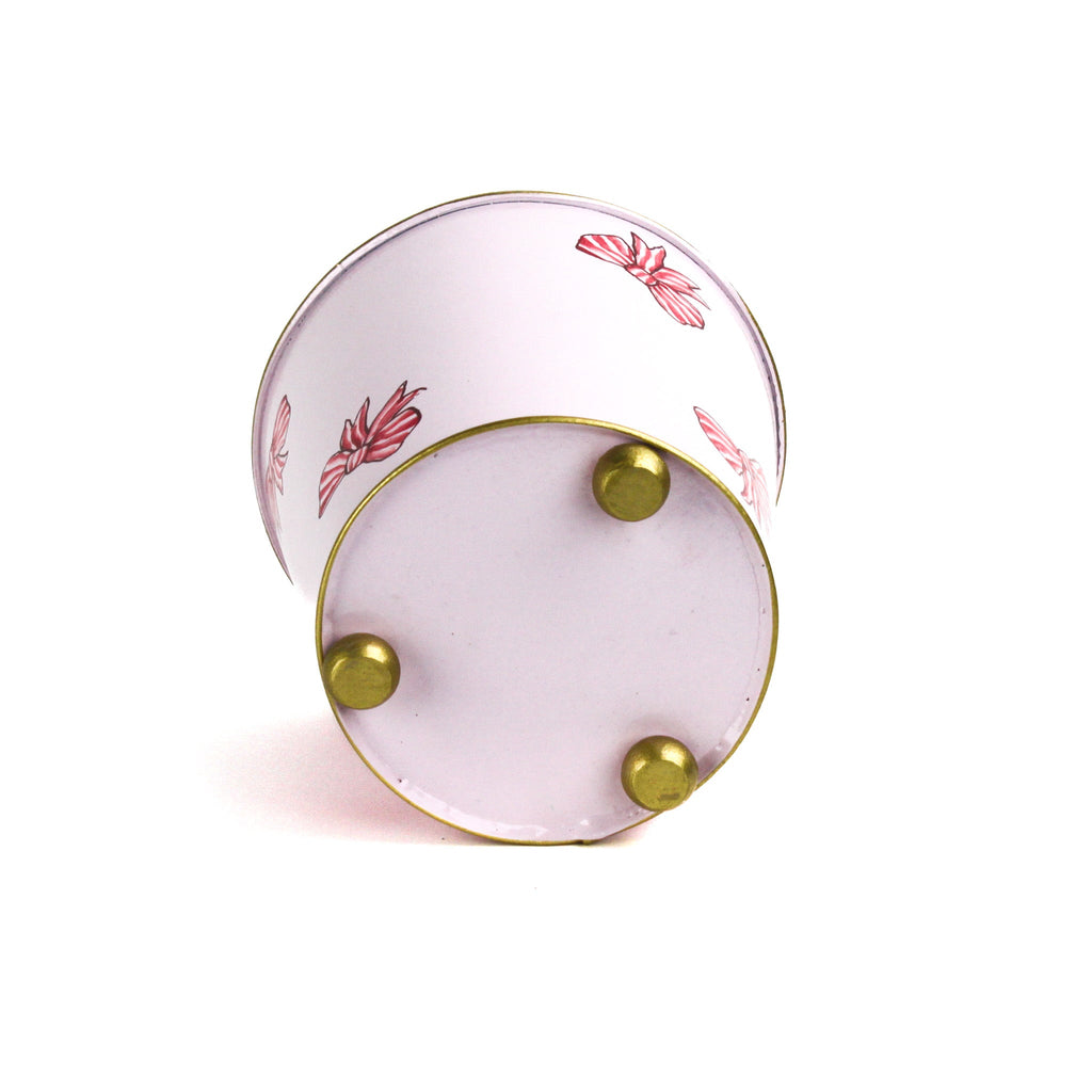 Hand-Painted Large Tole Planter - Pink Bows