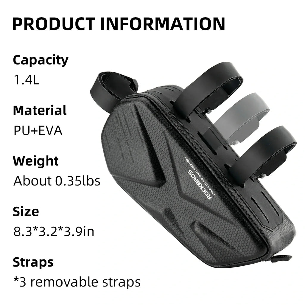 ROCKBROS 076 Hard Shell Bike Top Tube Frame Bag Pouch 1.4L