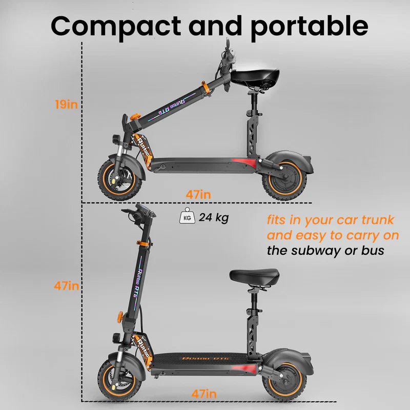 Ruitoo RT6 1000W Electric Scooter – 34 Mile Range, 31 MPH, Foldable