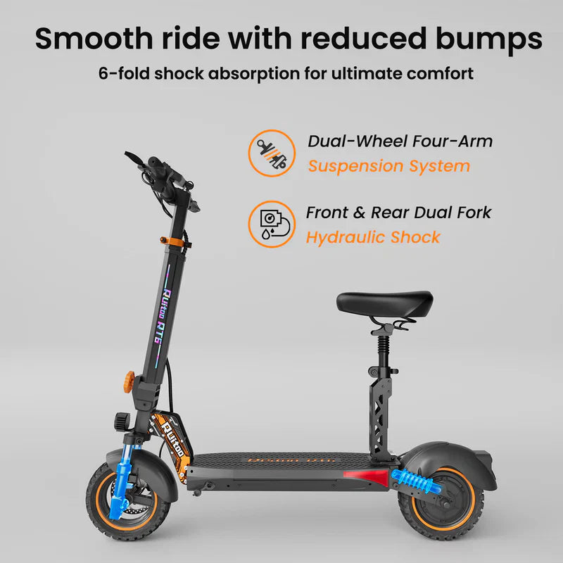 Ruitoo RT6 1000W Electric Scooter – 34 Mile Range, 31 MPH, Foldable
