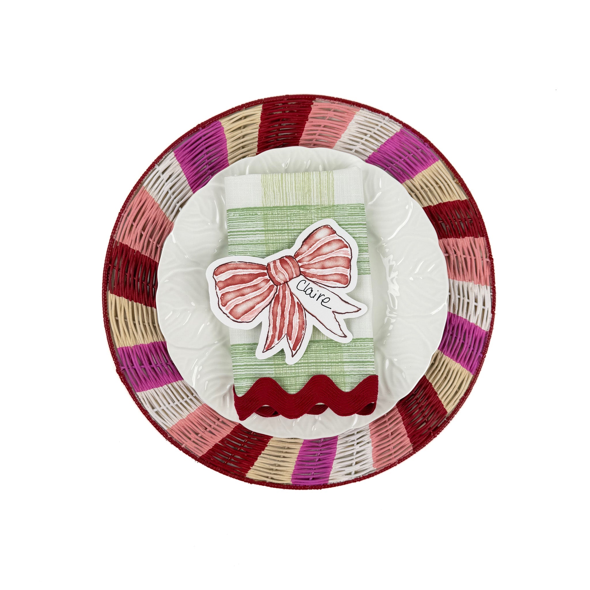 Shaped Bow Place Cards, Set of 12 - Red