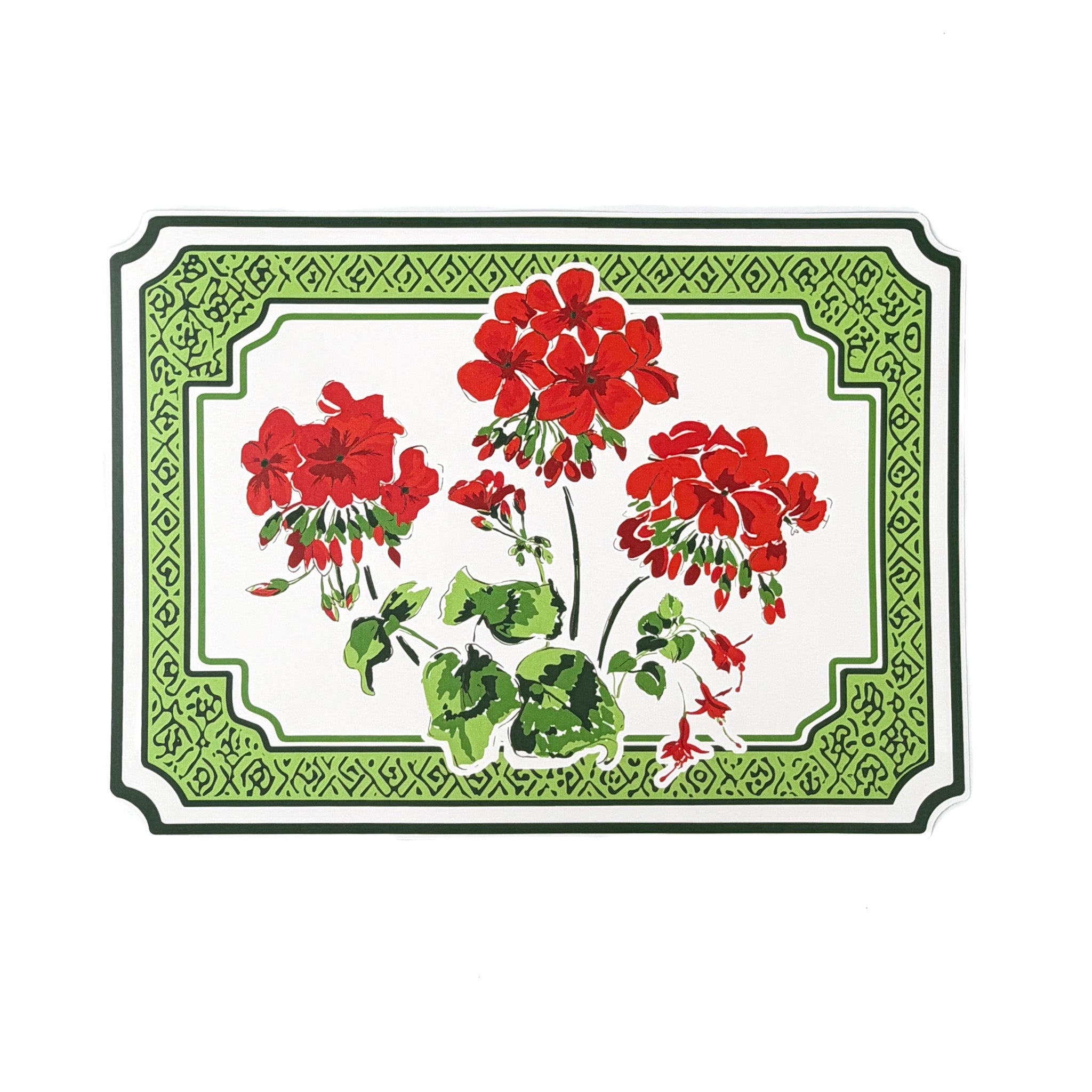 Shaped Geranium Paper Placemats, Set of 12